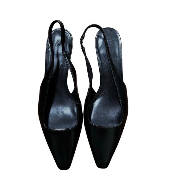 H&M classic black slingback pumps low kitten heels career casual shoes EU 39 - Picture 1 of 10